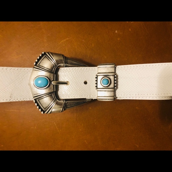 IRO White Belt with Silver and Turquoise Accents
